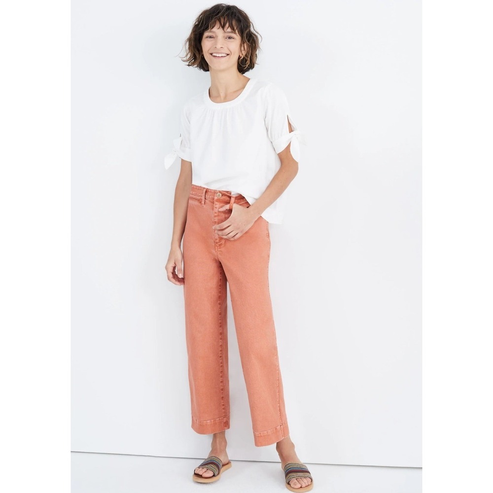 Madewell Slim Emmett Wide-Leg Crop Pants Sweet Dahlia Orange Jeans Size 31